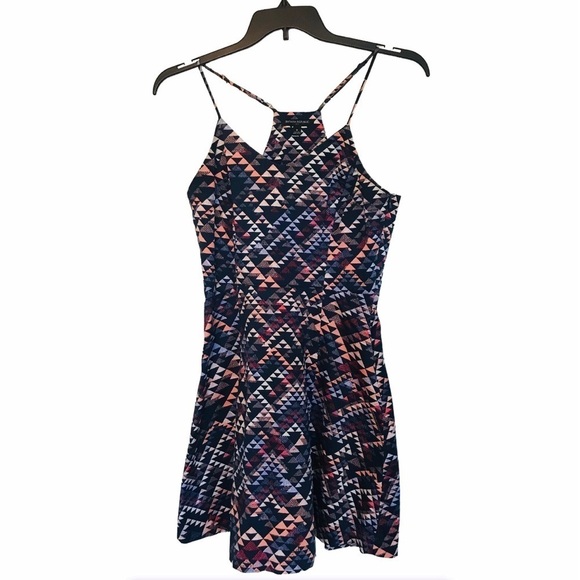 BANANA Republic Geometric Print Halter Neck Mini Dress Size 8 - Picture 1 of 10